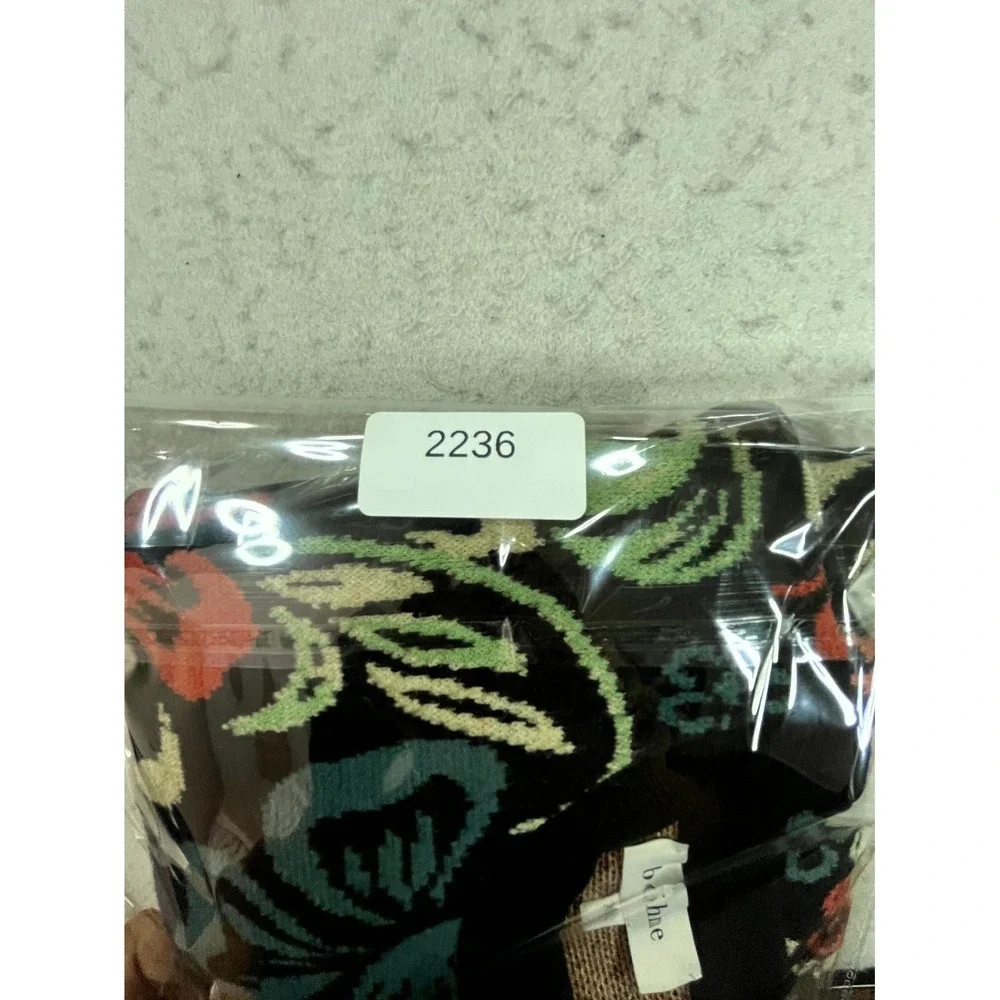 Bohme Sweater Womens XL Multicolor Floral Tight Knit Crew Neck Thermal Boho